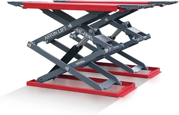 Aston 9000lbs Ultra-Thin Car Auto Scissor Lift Full Rise ***Electric Lock Release*** Hoist 110V ASL-FR9011