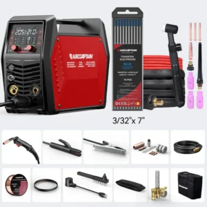Arccaptain MIG205 Pro Gas MIG Welder Stainless Steel Multi Process Machine TIG Essentials Kit
