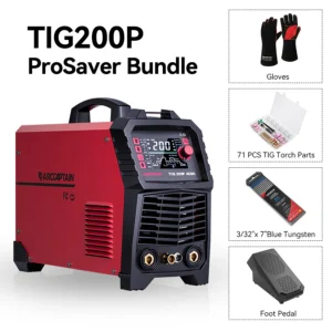Arccaptain TIG200P AC DC Multi Process Pulse TIG Aluminum Welder ProSaver Bundle